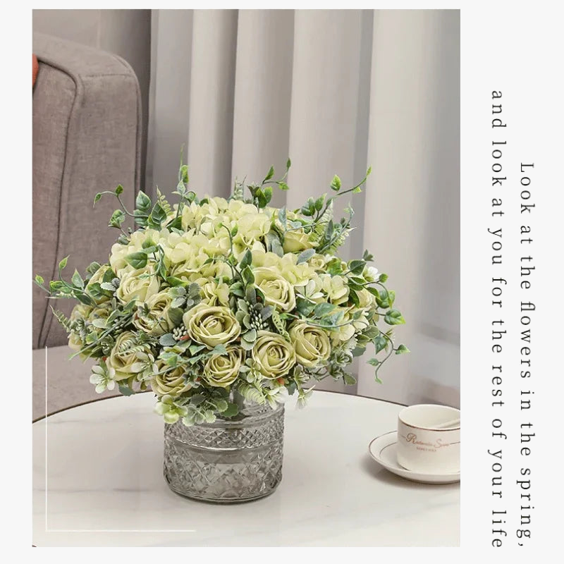 Bouquet of artificial pink flowers and decorative hortensias for Saint-valentin - view 4