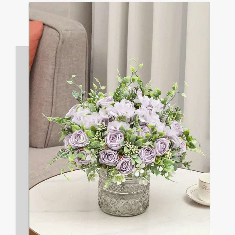Bouquet of artificial pink flowers and decorative hortensias for Saint-valentin - view 5