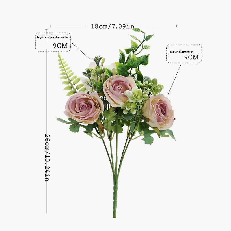 Bouquet of artificial pink flowers and decorative hortensias for Saint-valentin - view 6