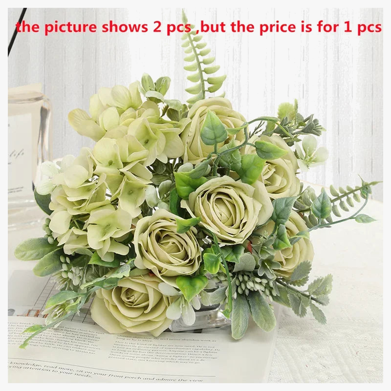 Bouquet of artificial pink flowers and decorative hortensias for Saint-valentin - view 10