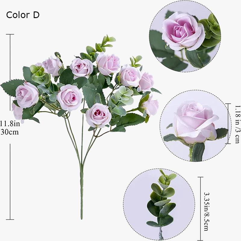 Bouquet of artificial rose wines with eucalyptus and decorative peony - view 3