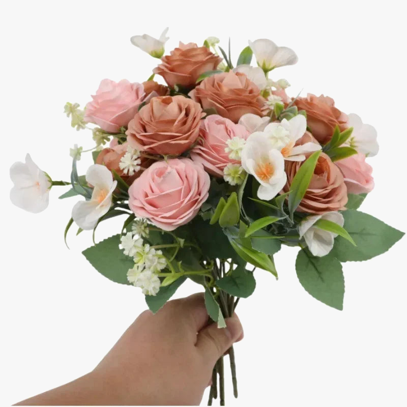 Set of 3 Artificial Silk Rose Bouquets with Plastic Stems - view 3