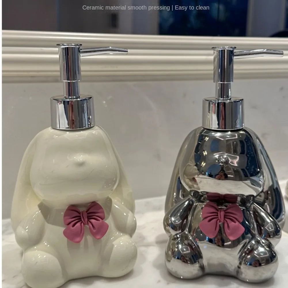 Ceramic bottles soap dispensers cute rabbit accessories bathroom - view 3