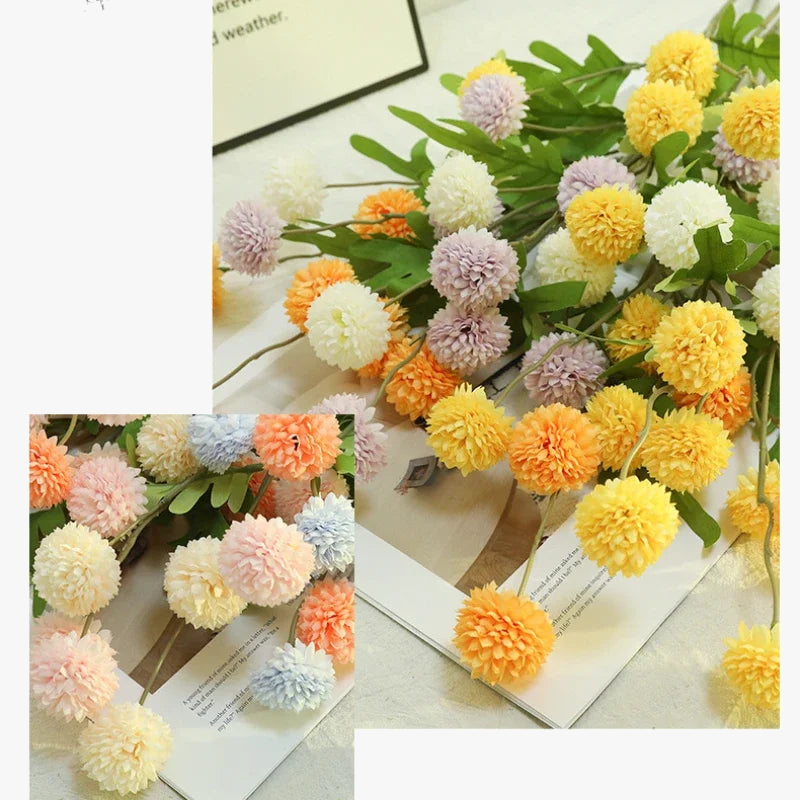 Artificial chrysanthemum branch for elegant floral decoration - view 5