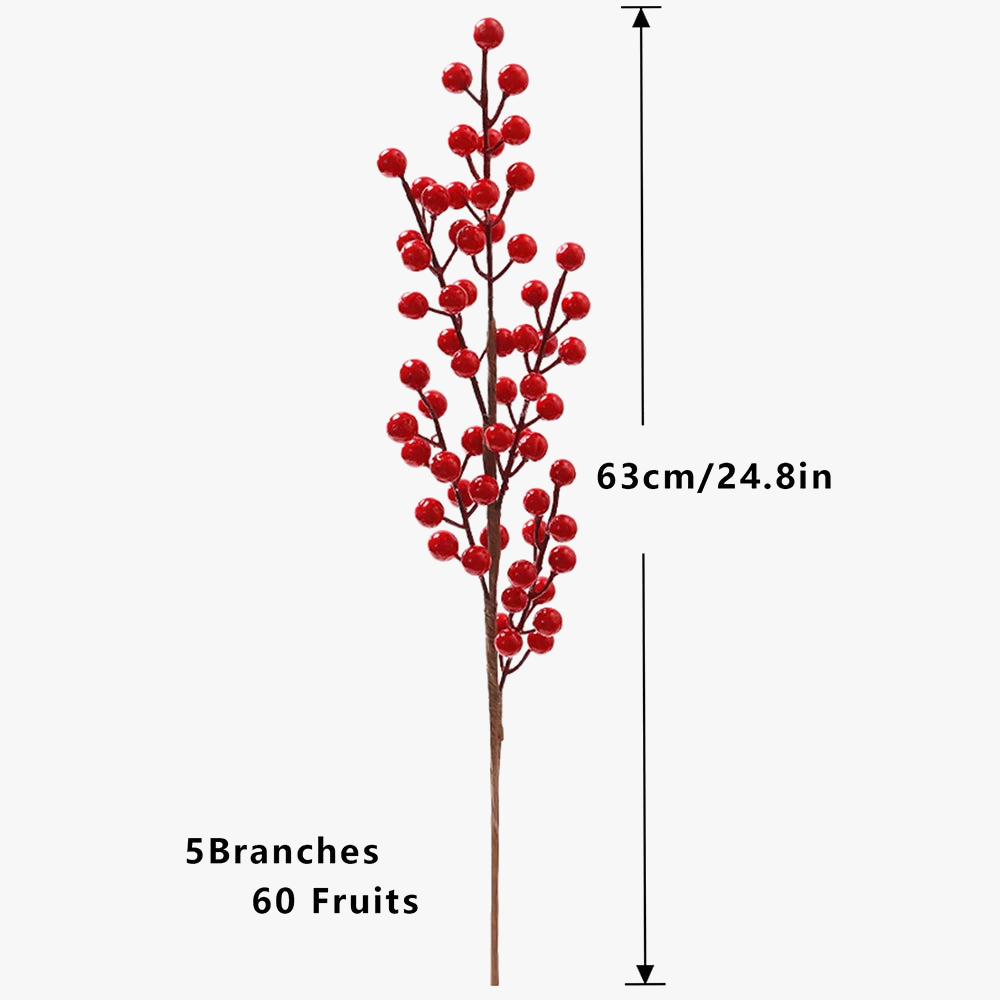 Artificial red fruit branch for Christmas decoration and harvest - view 7