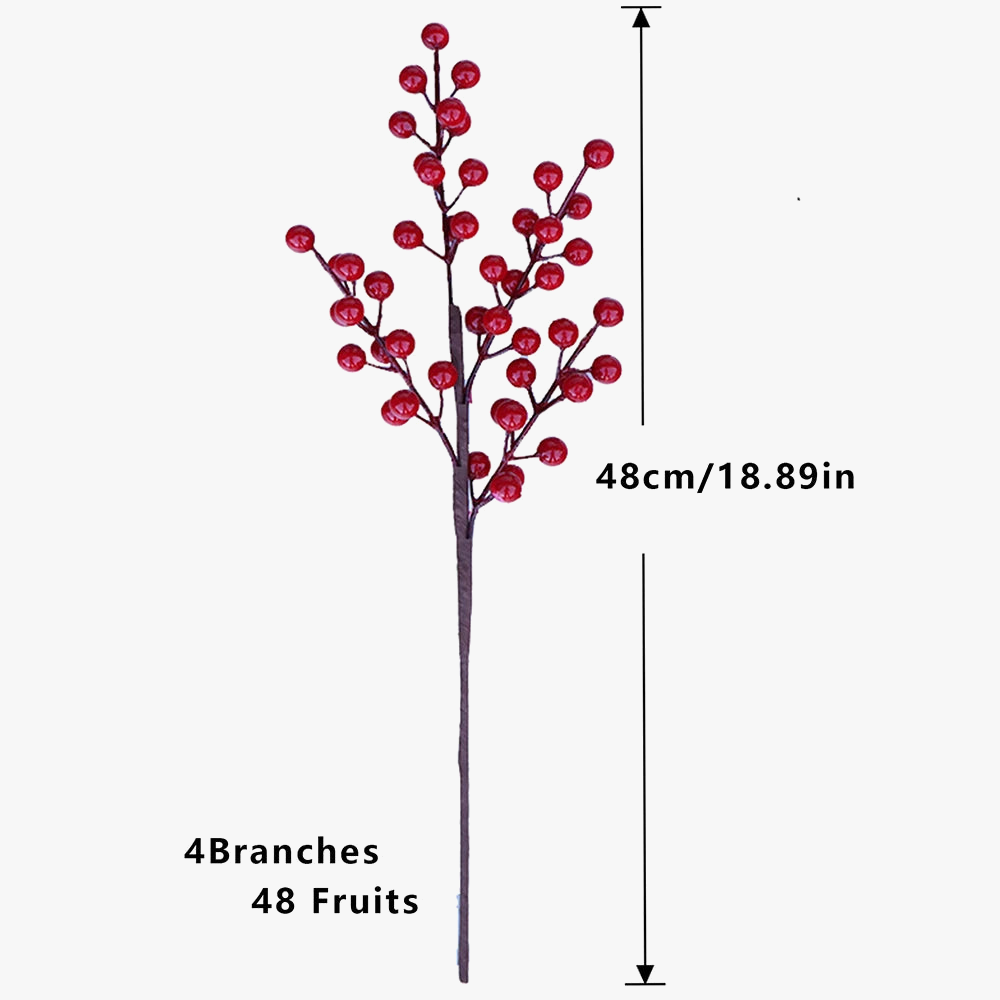 Artificial red fruit branch for Christmas decoration and harvest - view 8