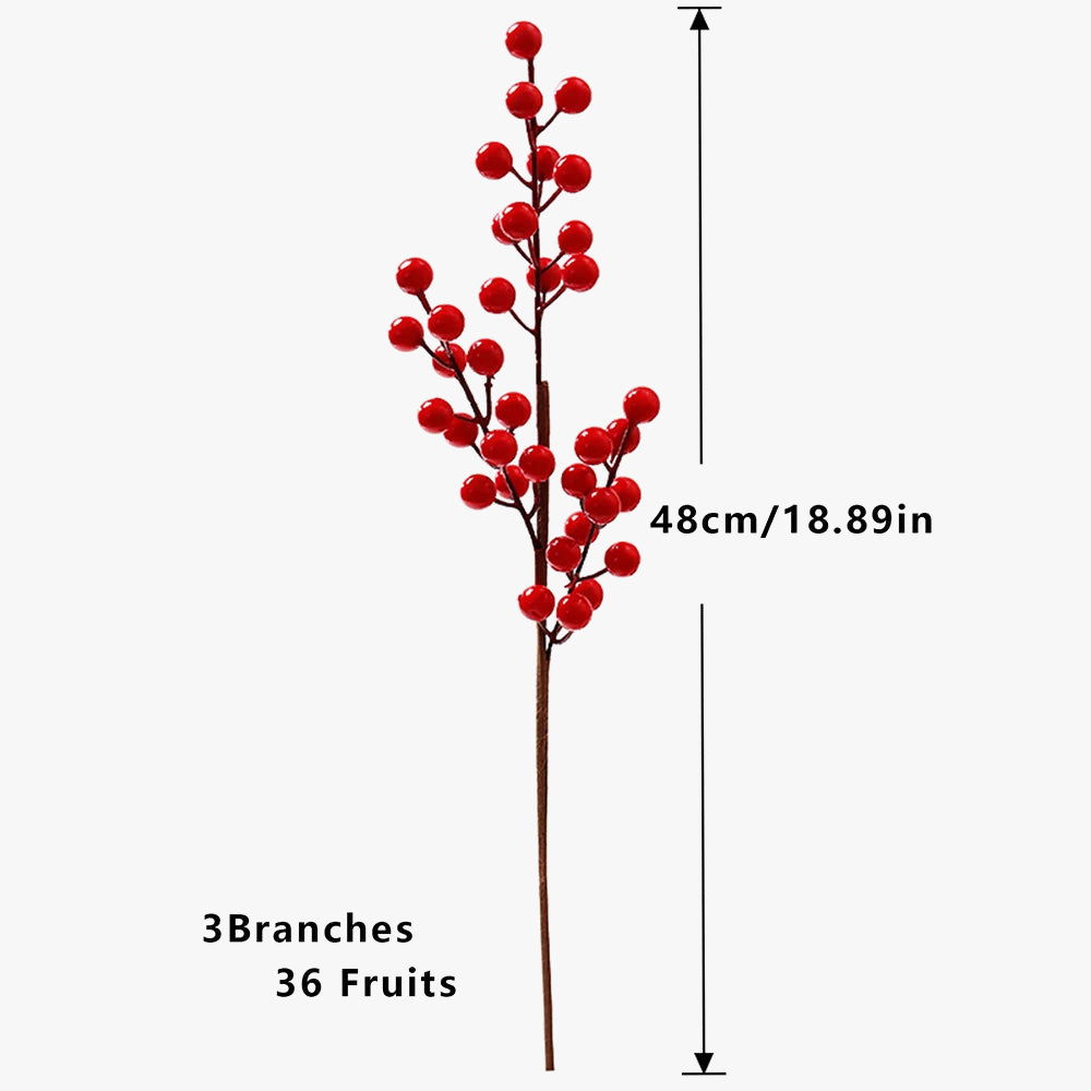 Artificial red fruit branch for Christmas decoration and harvest - view 9