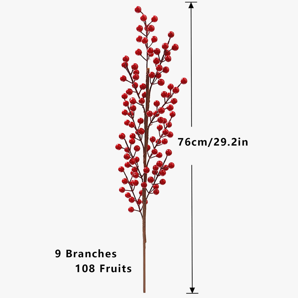 Artificial red fruit branch for Christmas decoration and harvest - view 10