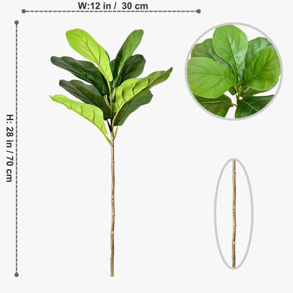 Artificial branches of ficus large leaves for interior and exterior decoration - view 10