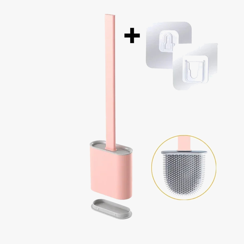 Silicone toilet brush with wall support and long handle - view 7