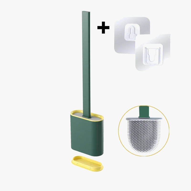 Silicone toilet brush with wall support and long handle - view 8