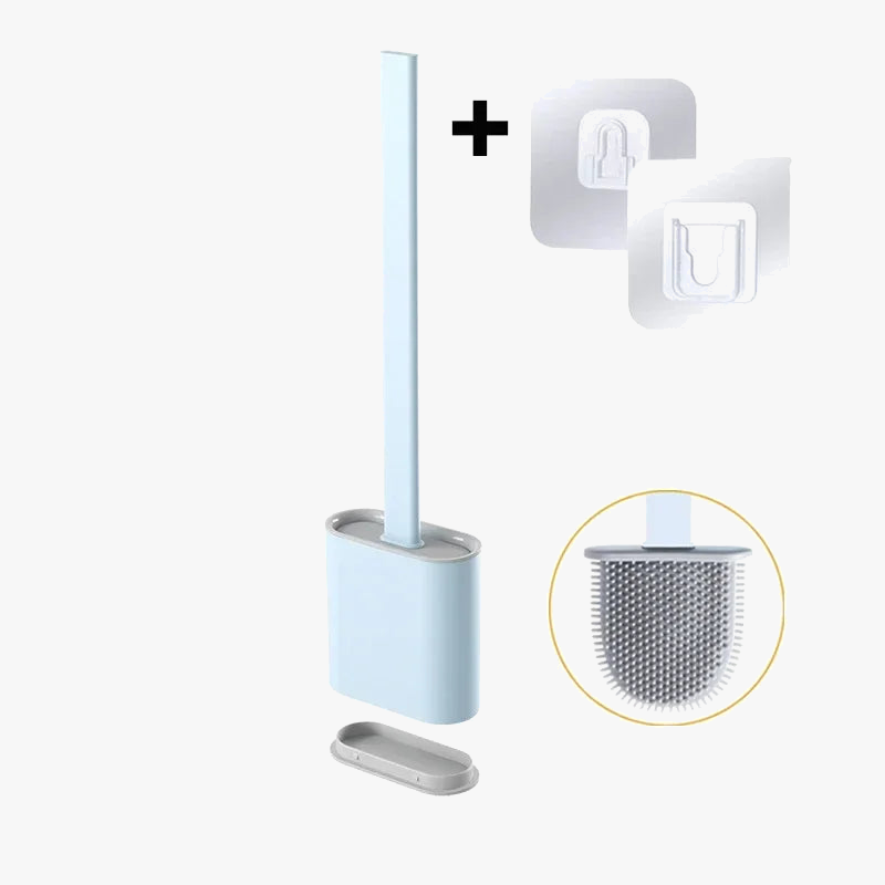 Silicone toilet brush with wall support and long handle - view 9