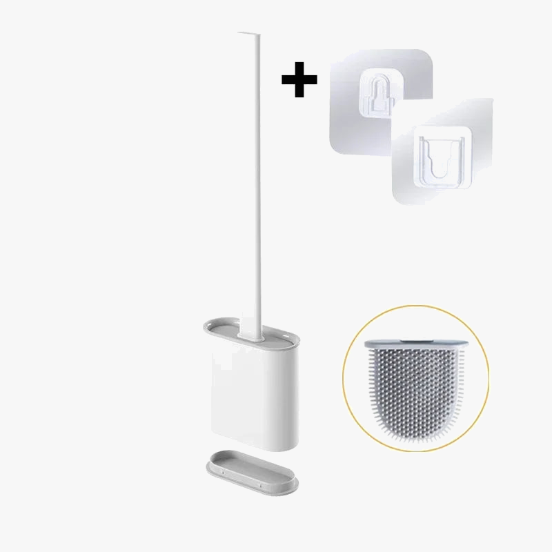 Silicone toilet brush with wall support and long handle - view 10