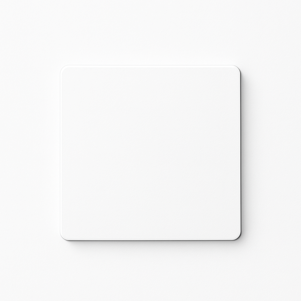 Flat Socket Cover in Matt White Steel, Square Rounded-Edge Design