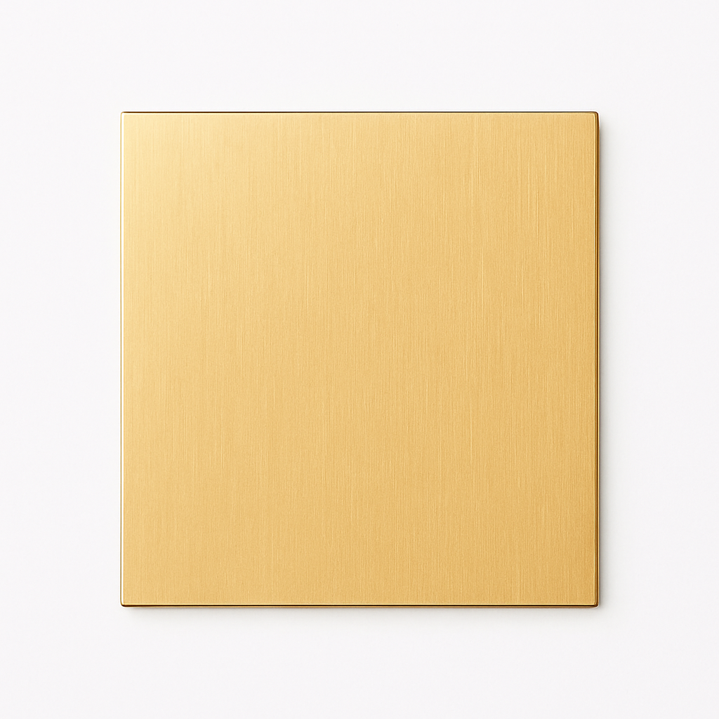 Flat socket cover in brushed gold steel