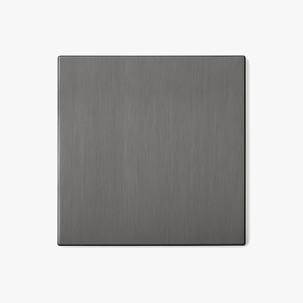 Flat socket cover in brushed dark grey steel