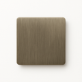 Flat socket cover in brushed grey steel rounded edges