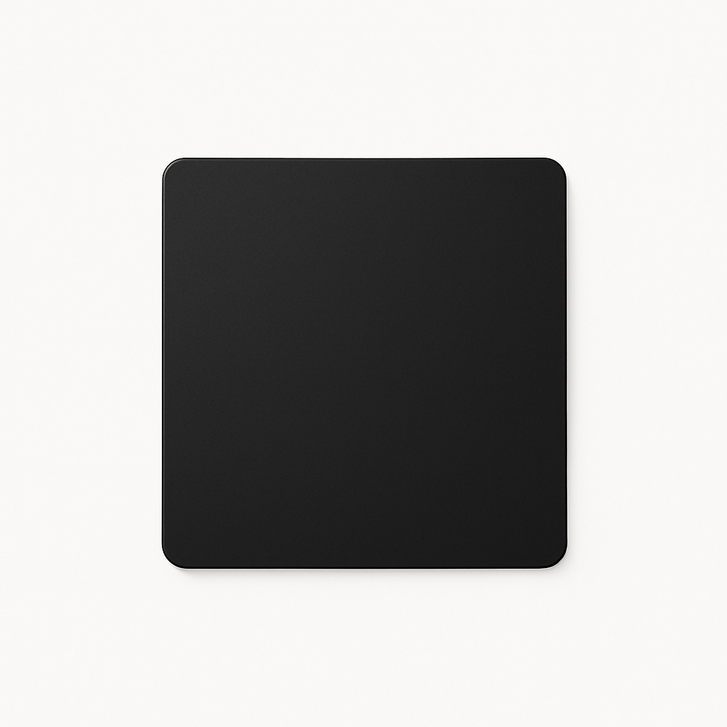 Flat Socket Cover in Matt Black Steel, Square Form