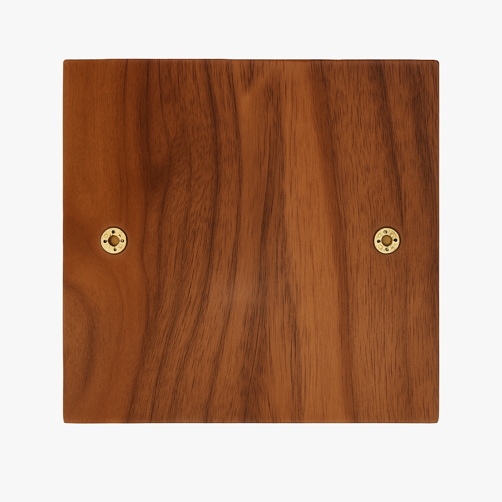 Natural Wood Flat Socket Cover with Gold Screws 10 X 10 cm