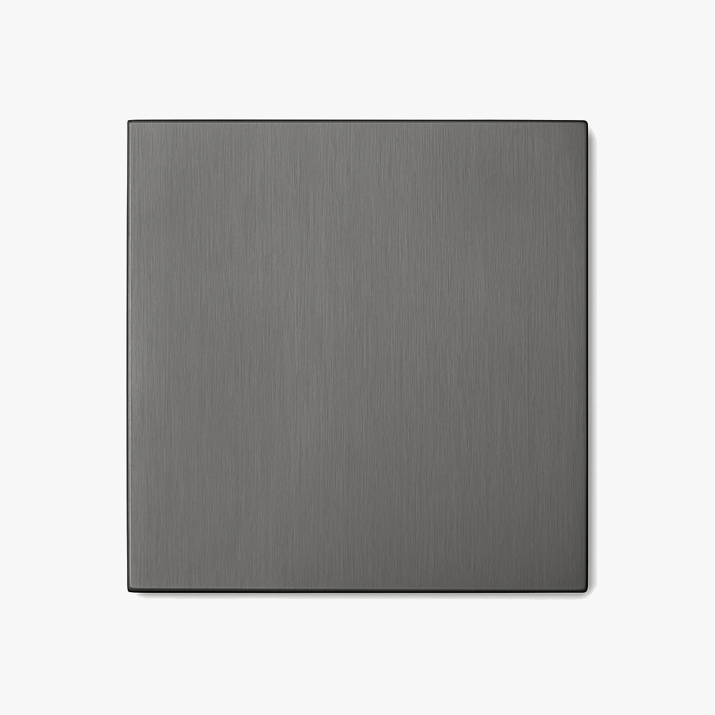 Empty flat socket cover in brushed grey steel