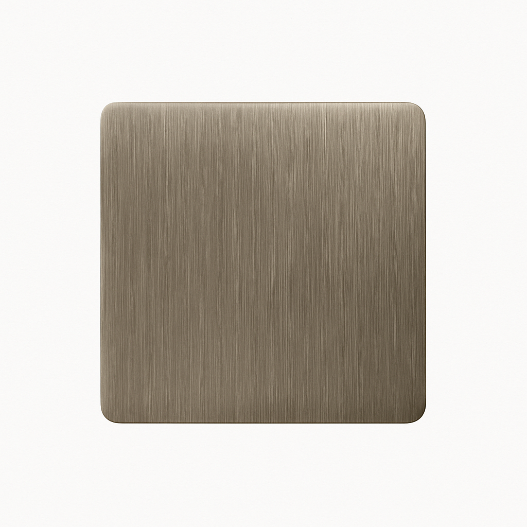 Vacuum cover in brushed grey steel rounded edges
