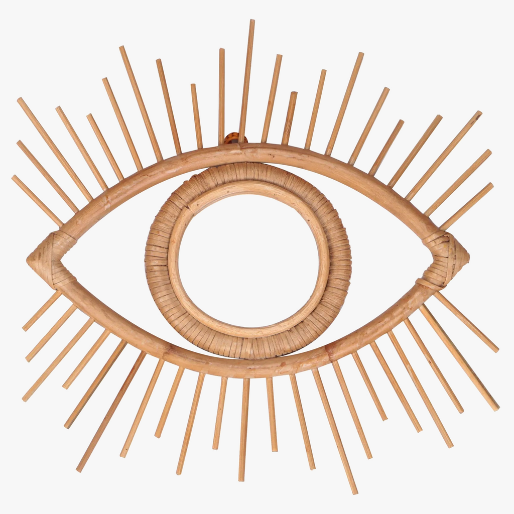Eye-shaped rattan decorative frame for mirror