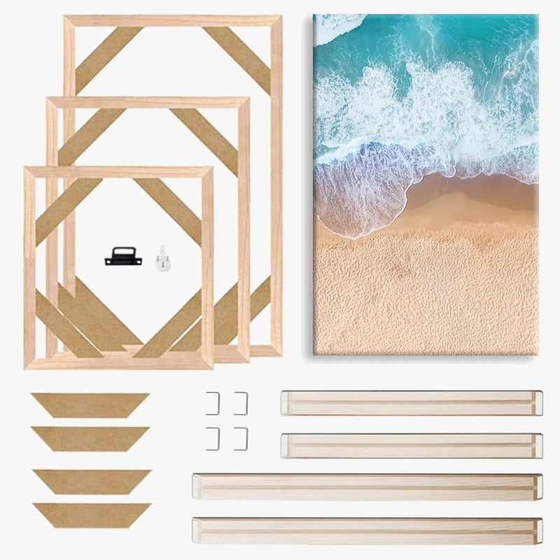 Wooden wall frame for decorative canvases and paints