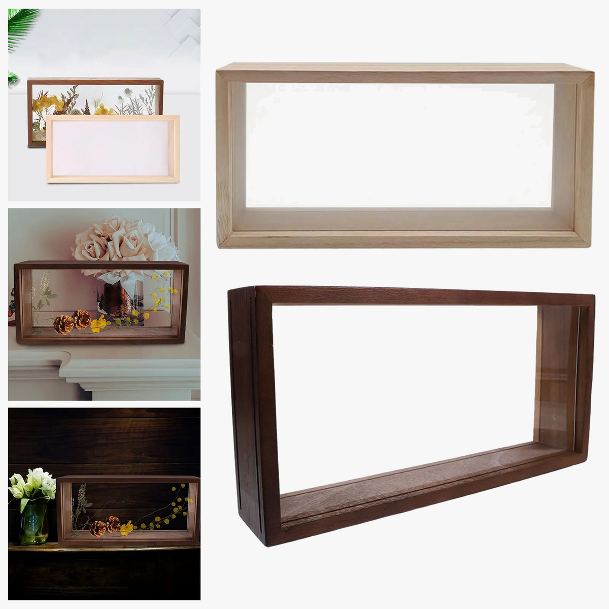 Frame photo shadow box for dried flowers and souvenirs