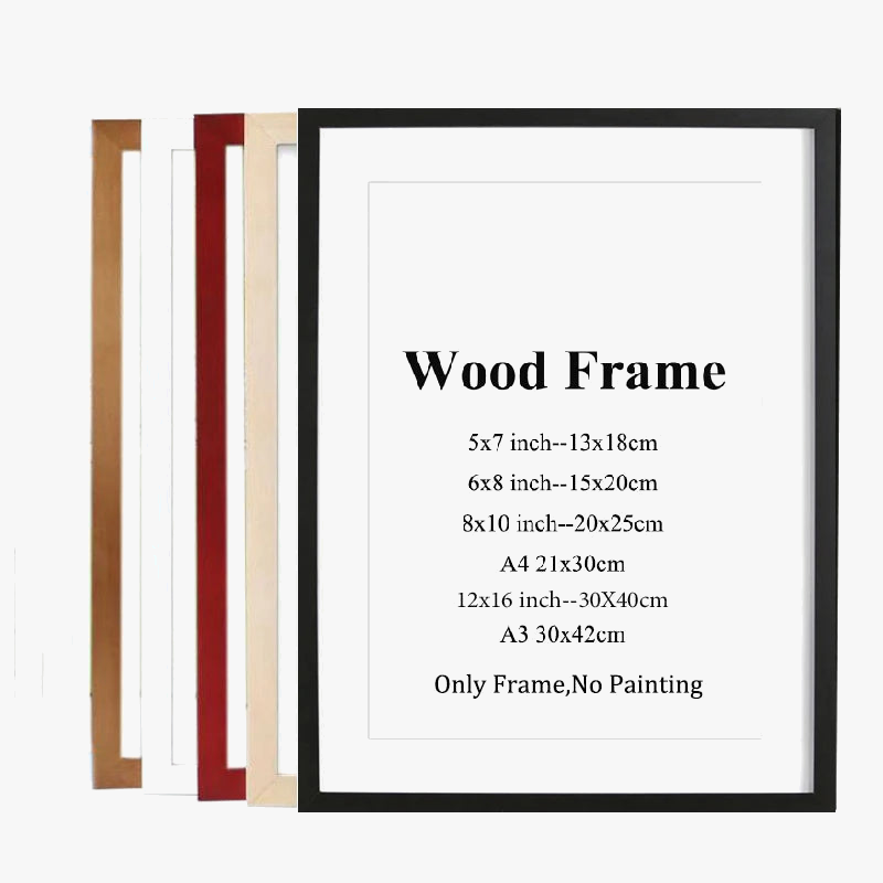 Wooden picture frame with wall mount end-outline - view 2