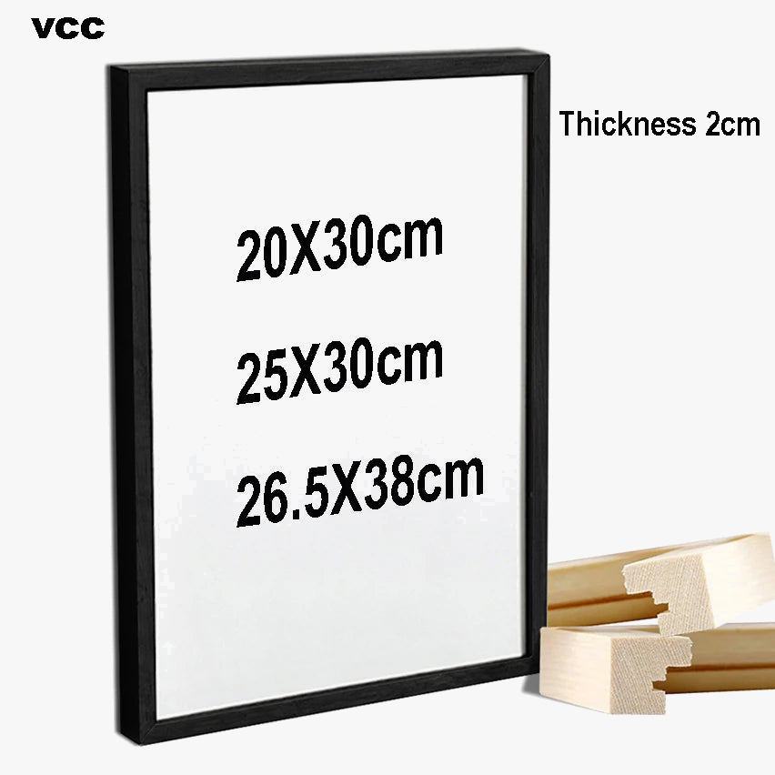 Photo frame in natural wood black and white decorative