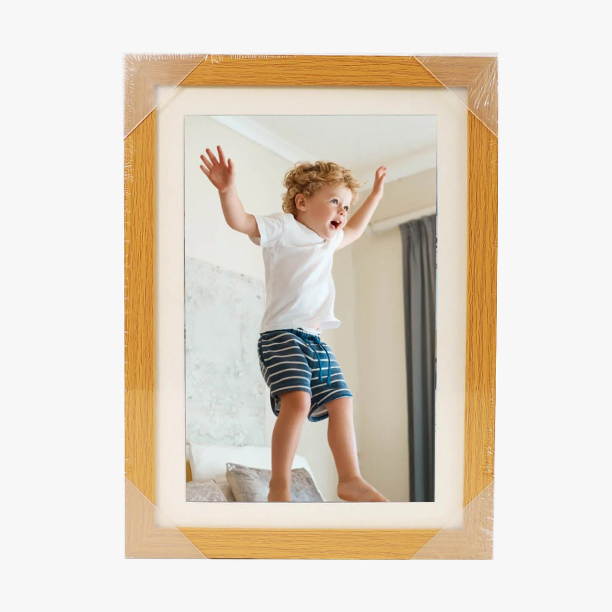 Wooden picture frame for children and storage paint