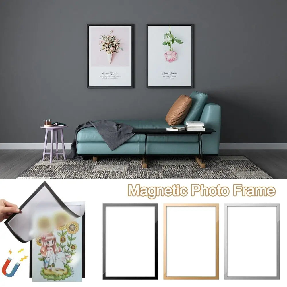 Magnetic photo frame flexible sticker display board for documents