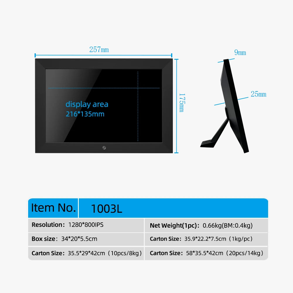 Digital photo frame with clock remote control and video player - view 5