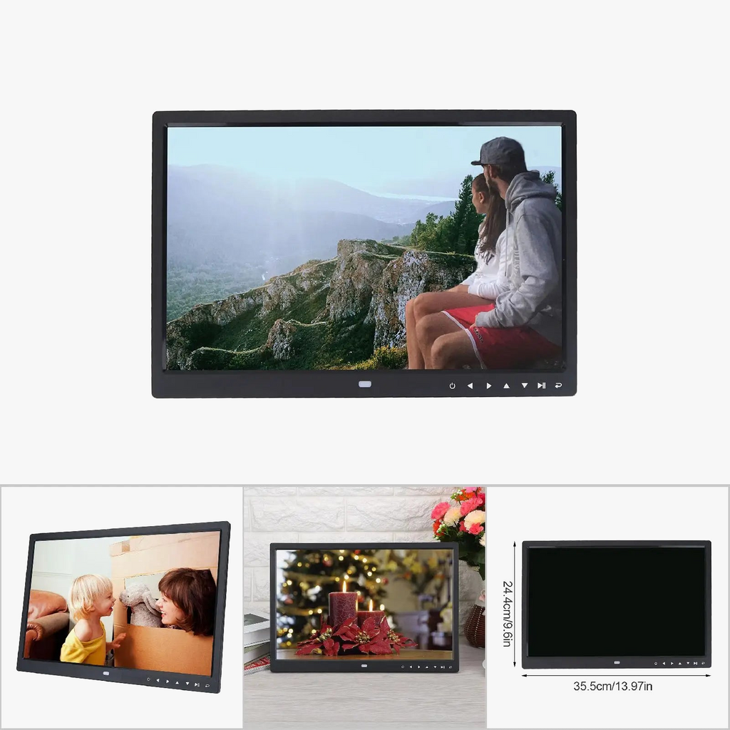 Hd digital photo frame with alarm clock and video player - view 4