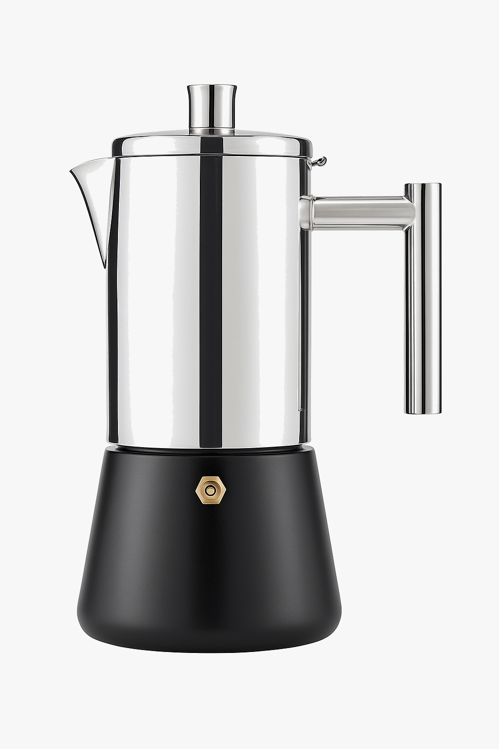 Italian Stainless Steel Stovetop Coffee Maker, Induction, Design 1