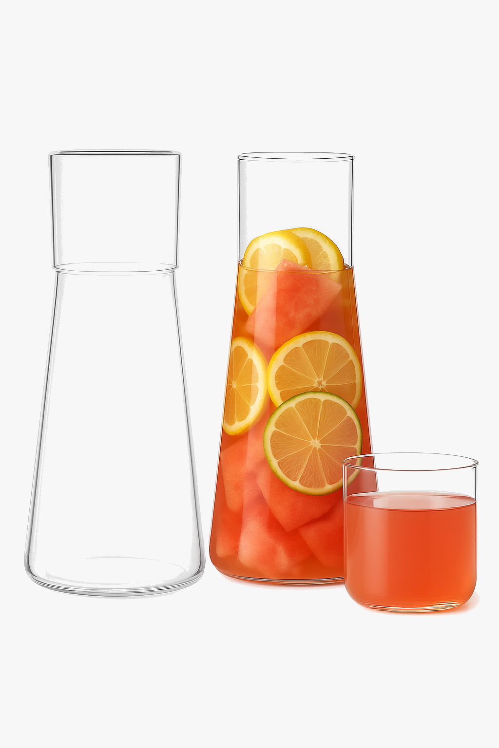Glass borosilicate bedside carafe with cup