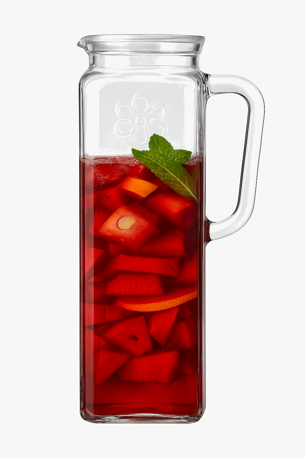 Glass carafe with handle and lid 12l