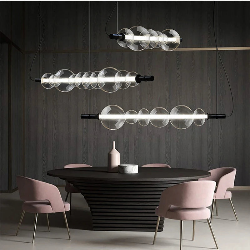 Modern bar counter with suspended light strip - view 4