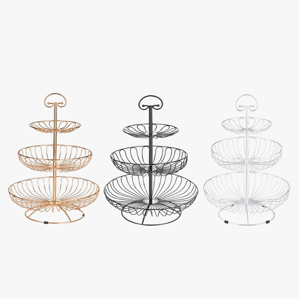 Three-level fruit basket in wire