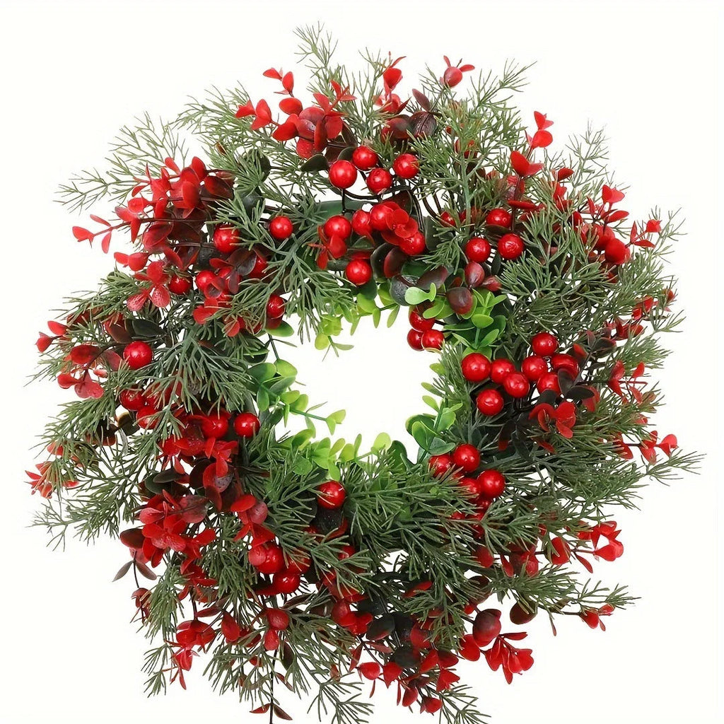 Artificial Christmas crown with decorative red berries - view 4