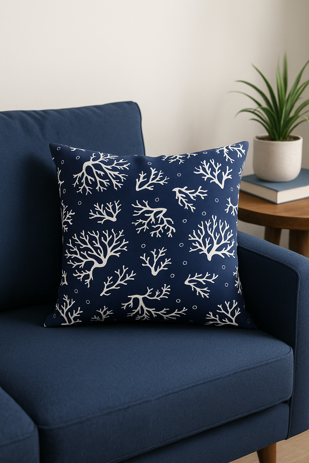 Elegant Navy Blue Geometric Cushion Cover - view 2