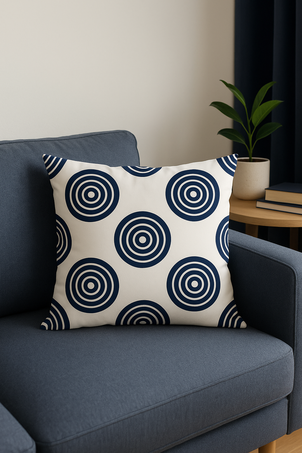 Geometric navy blue cushion for decoration and sofa - view 2