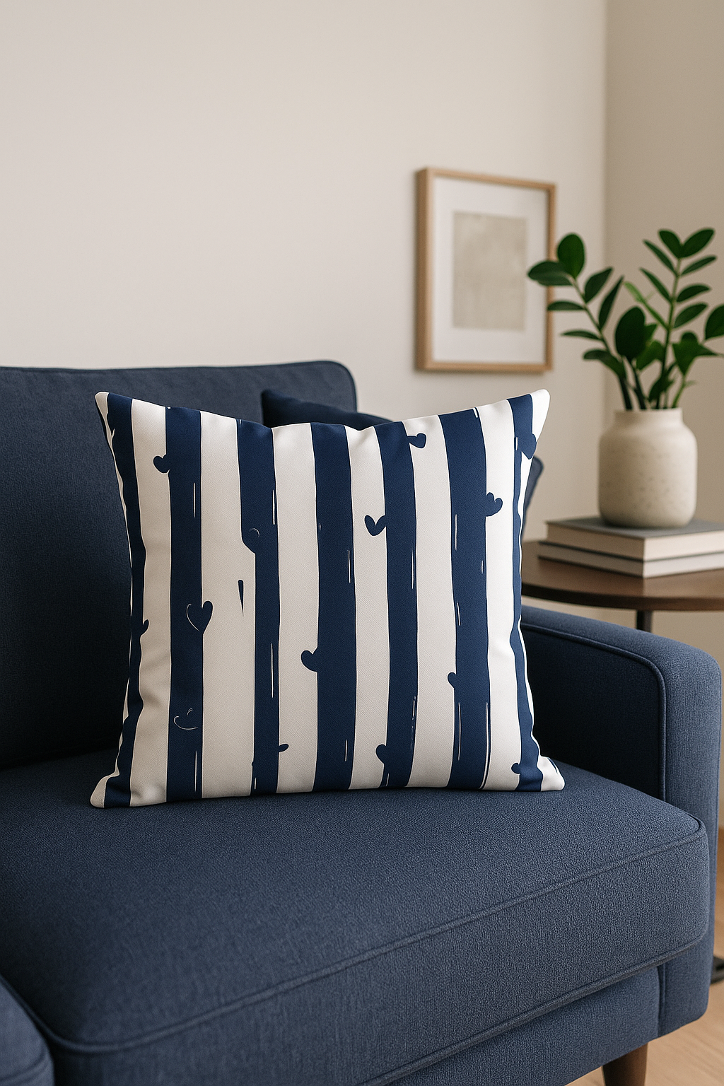 Deep Blue Geometric Print Throw Pillow, Design 1 - view 2