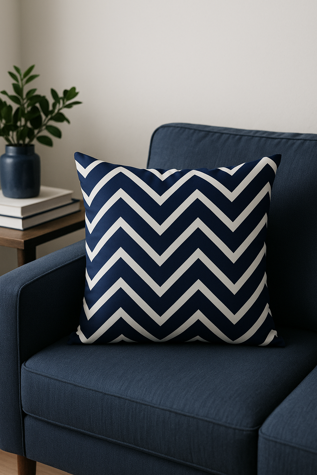 Geometric navy blue cushion for an elegant interior - view 2