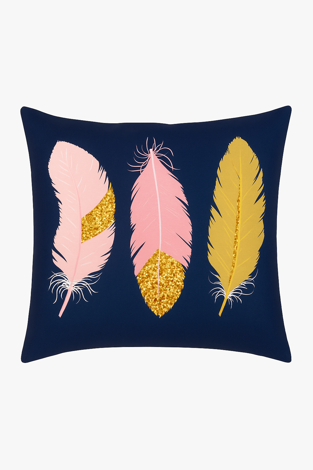 Navy blue cushion with geometric patterns for interior decoration
