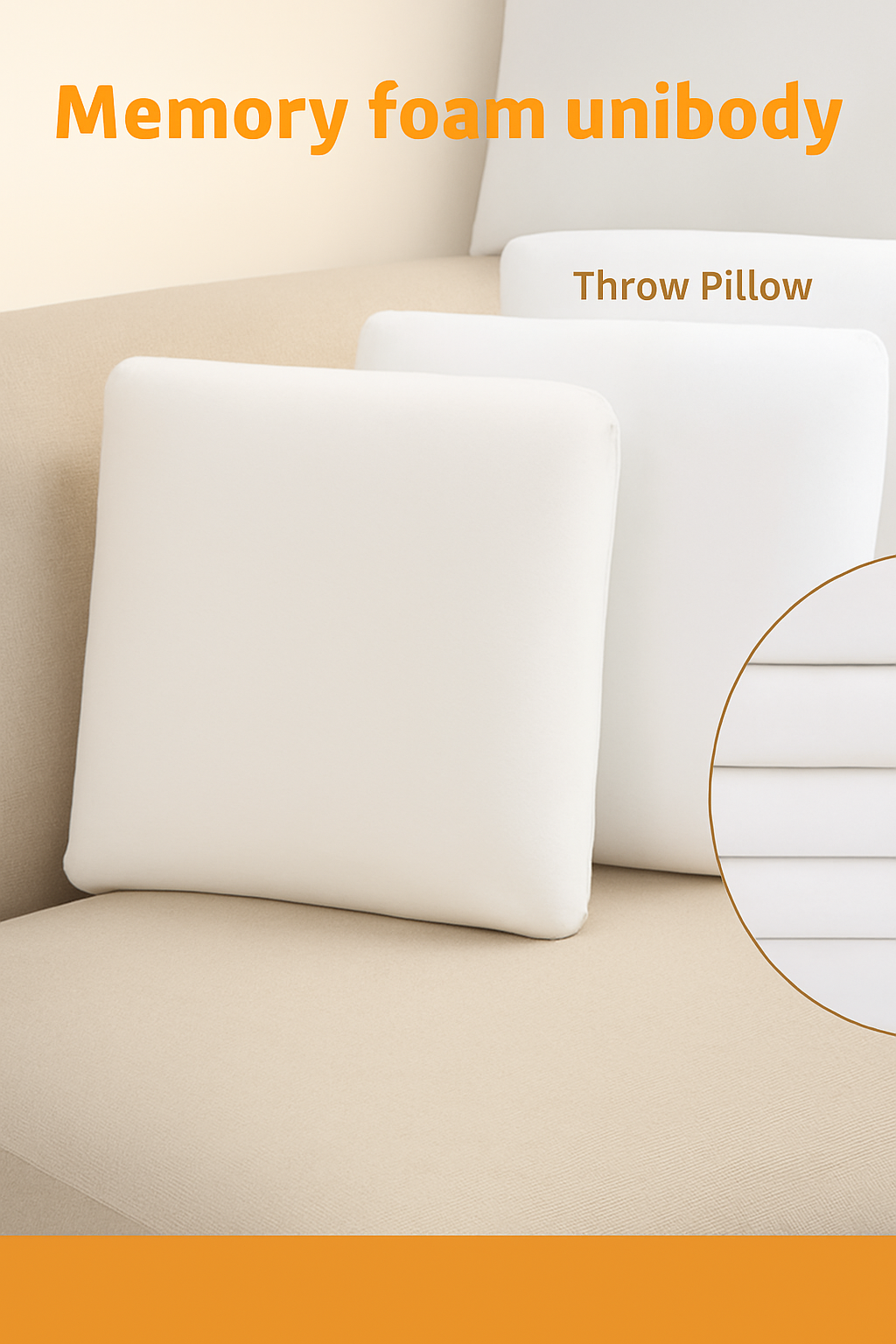 Decorative cushion in ultra-comfortable memory foam white cover - view 2