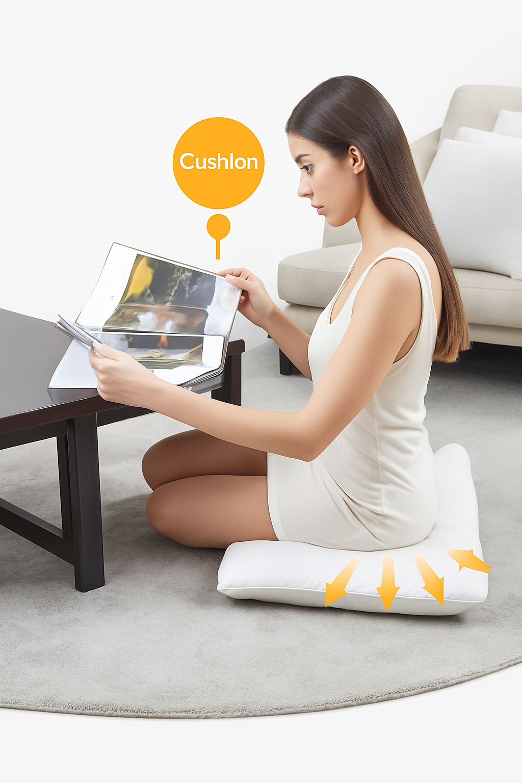 Decorative cushion in ultra-comfortable memory foam white cover - view 3