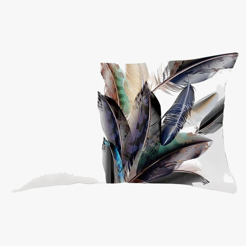 Decorative cushion rectangle pattern feathers 30x50 cm