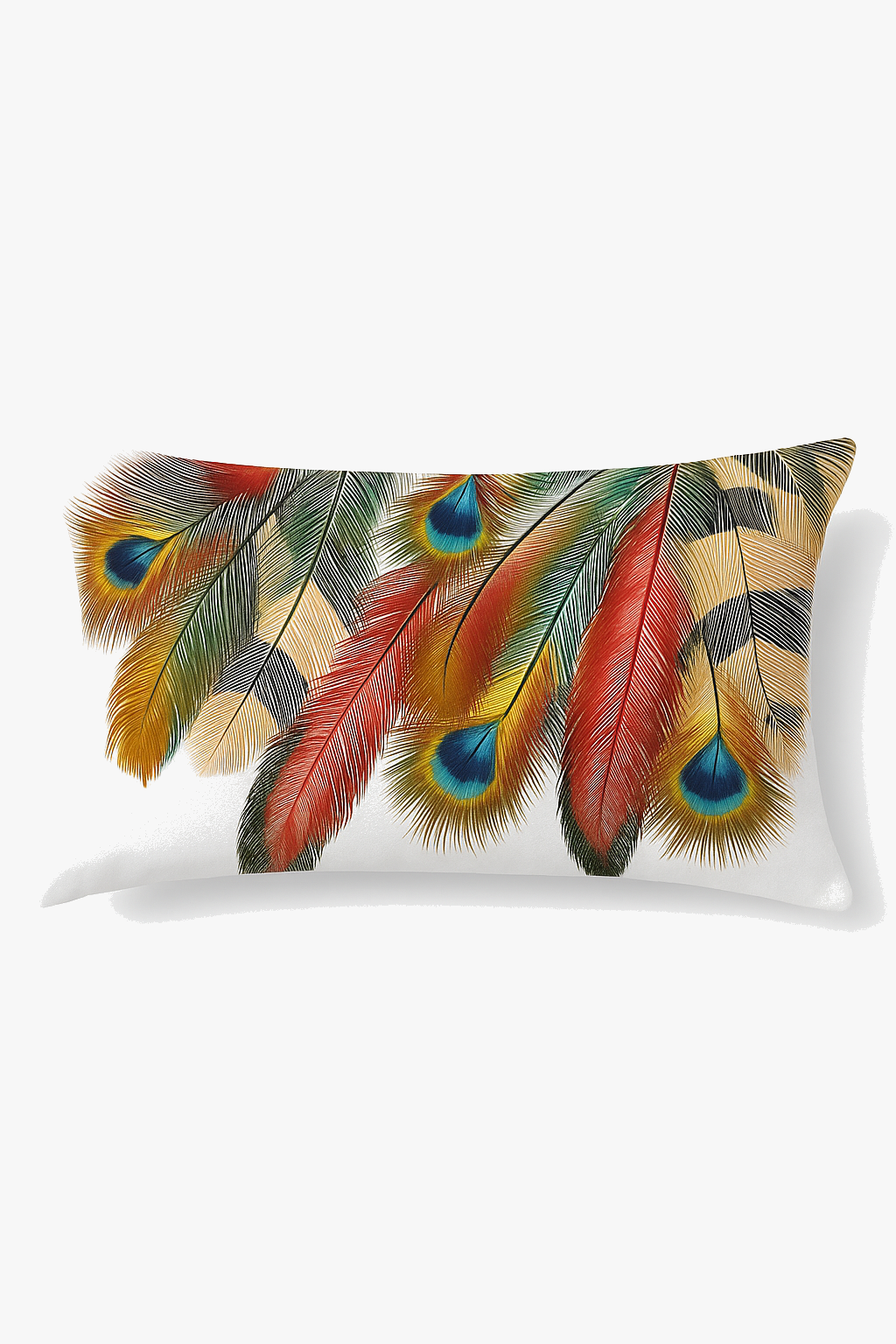 Elegant Feather Print Rectangular Cushion 30x50cm