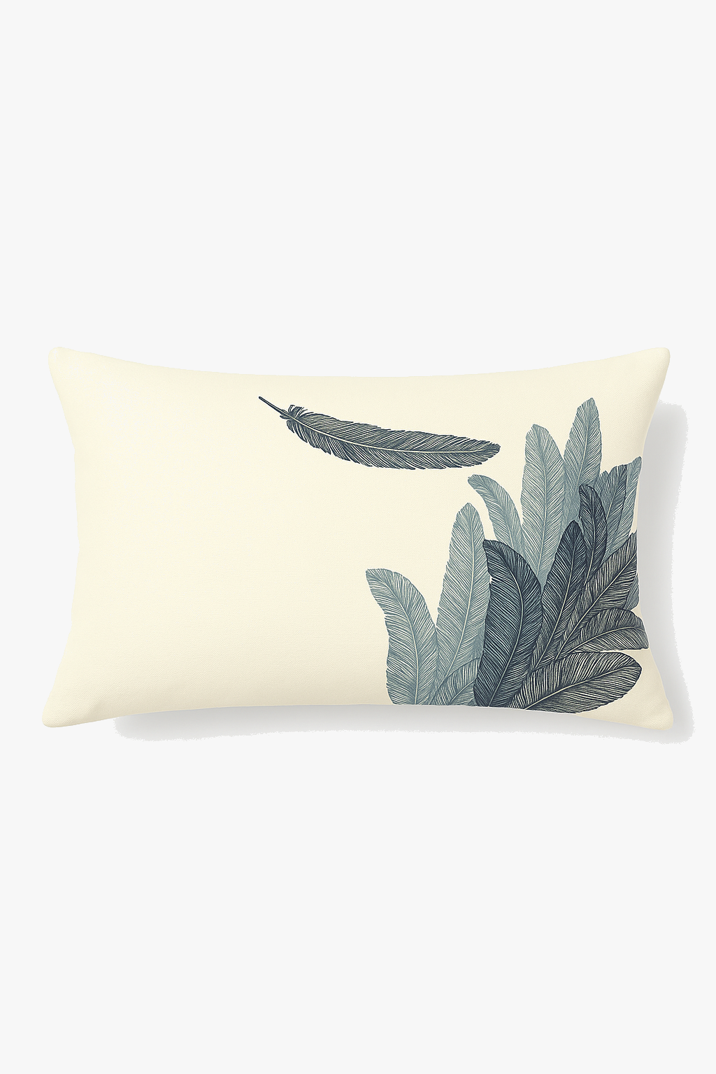 Feather Print Rectangular Decorative Pillow, 30 x 50 cm, Design 1